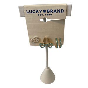 Turquoise Earring Set in Matte Gold & Silver. 3 Pairs included.